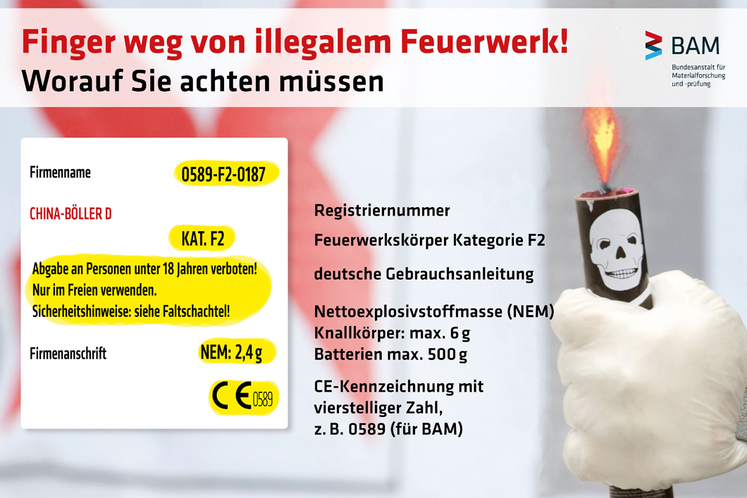 Sicheres Silvester - Verwenden Sie nur geprüftes Feuerwerk Infografik: Finger weg von illegalem Feuerwerk