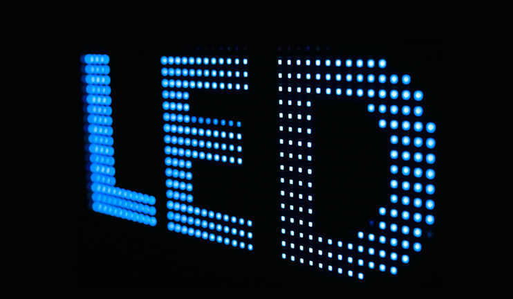 Leuchtende LEDs bilden einen Schriftzug. Leuchtende LEDs bilden einen Schriftzug.