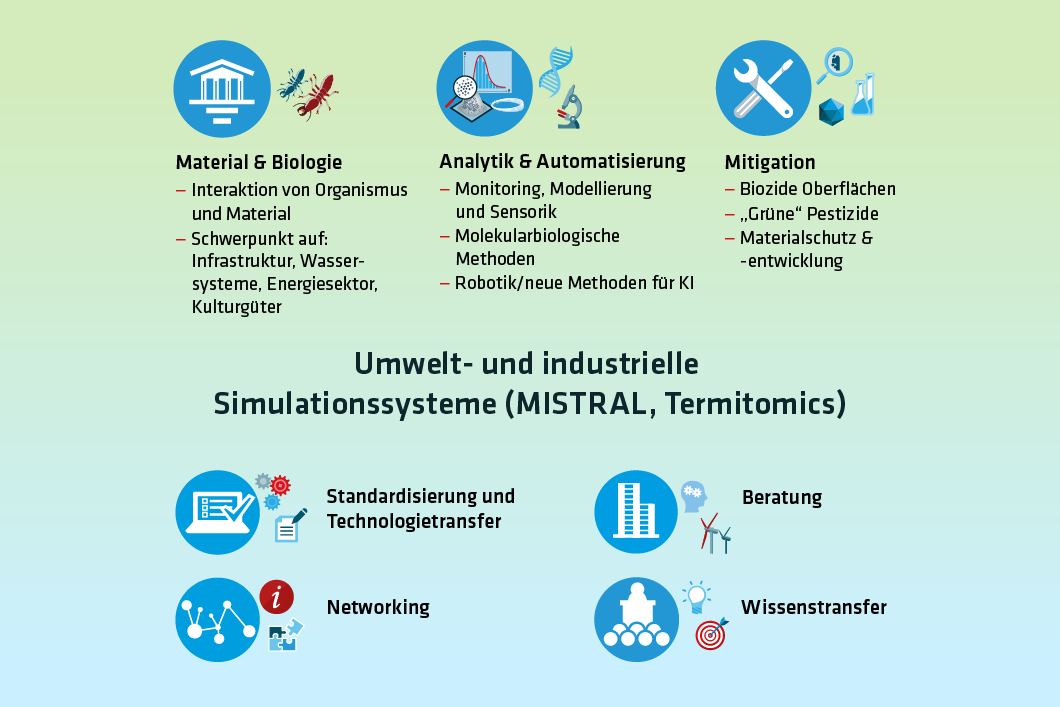 Grafik: Unser Fokus im Bereich Biokorrosion Grafik: Unser Fokus im Bereich Biokorrosion