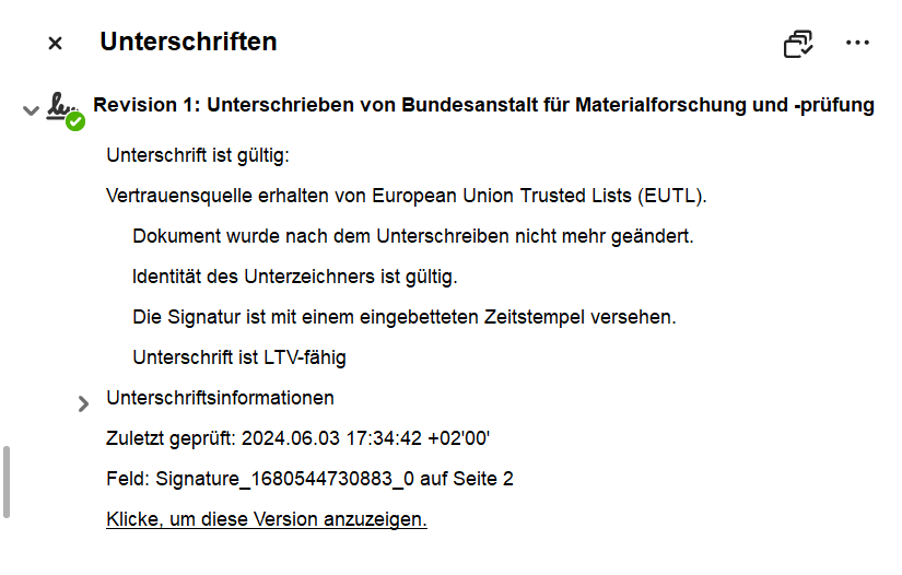 Digitales Siegel der BAM Digitales Siegel der BAM