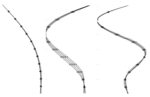 Grafik: Die ersten drei Eigenschwingungsformen des Turm-Pfahl-Boden Systems Grafik: Die ersten drei Eigenschwingungsformen des Turm-Pfahl-Boden Systems