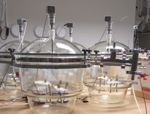 Expositionskammern, in denen Passivsammler mind. 7 Tage ggü. einer VOC/SVOC-Referenz-atmosphäre exponiert wurden. Expositionskammern, in denen Passivsammler mind. 7 Tage ggü. einer VOC/SVOC-Referenz-atmosphäre exponiert wurden.