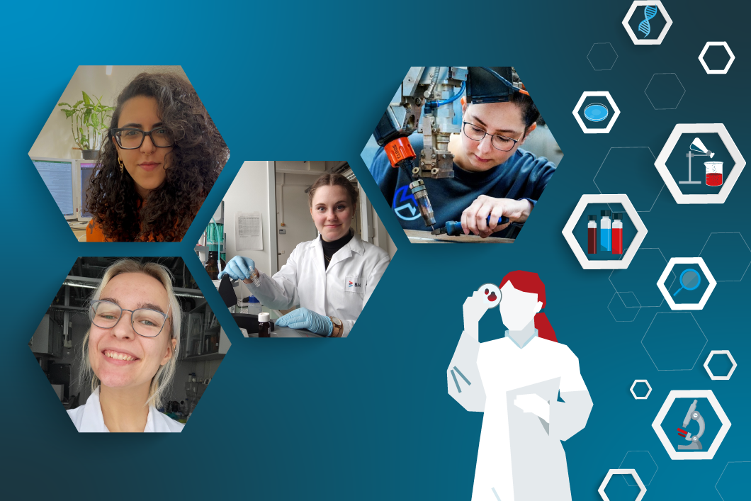Collage von Wissenschaftlerinnen an der BAM Collage von Wissenschaftlerinnen an der BAM
