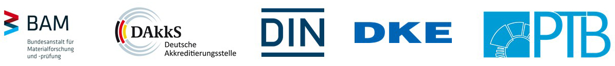 Logos von BAM, DaKKs, DIN, DKE, PTB Logos von BAM, DaKKs, DIN, DKE, PTB