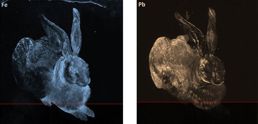 Elementverteilungsbilder von Eisen (Fe) und Blei (Pb) Elementverteilungsbilder von Eisen (Fe) und Blei (Pb)