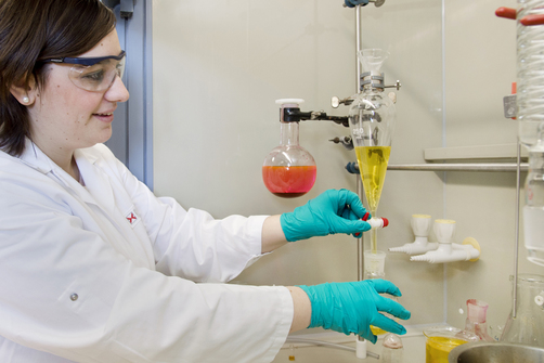 Elina Andresen arbeitet zusammen mit Dr. Michael Schäferling und ist im Rahmen einer von der DFG geförderten Doktorarbeit für die Synthese von fluoreszierenden Indikatorfarbstoffen und deren Anbindung an Nanopartikel zuständig. Elina Andresen arbeitet zusammen mit Dr. Michael Schäferling und ist im Rahmen einer von der DFG geförderten Doktorarbeit für die Synthese von fluoreszierenden Indikatorfarbstoffen und deren Anbindung an Nanopartikel zuständig.