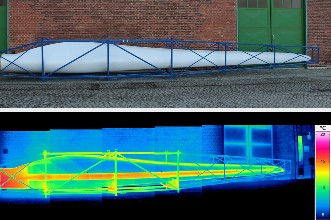 Thermogramm eines Rotorblatts beim Abkühlen Thermogramm eines Rotorblatts beim Abkühlen