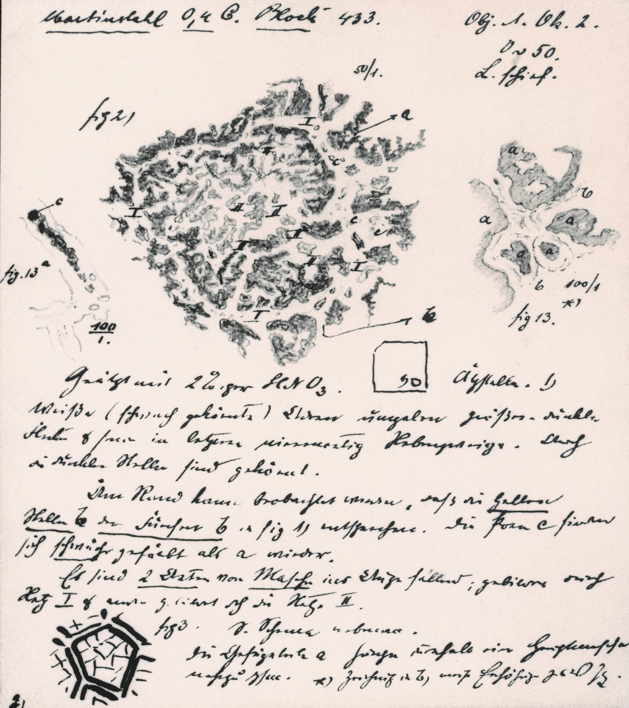 Drawing by Adolf Martens (1850-1914): surface of open-hearth steel 0.4 C., etched with 2-% nitric acid Drawing by Adolf Martens (1850-1914): surface of open-hearth steel 0.4 C., etched with 2-% nitric acid