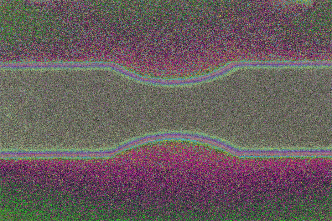 Neutron image of a hydrogen-containing tensile test in false colors