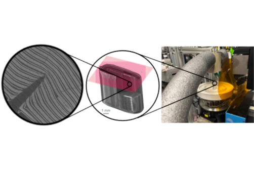 Critically damaged Li-ion cell in the setup for synchrotron X-ray tomography experiments at the BAMline. Critically damaged Li-ion cell in the setup for synchrotron X-ray tomography experiments at the BAMline.