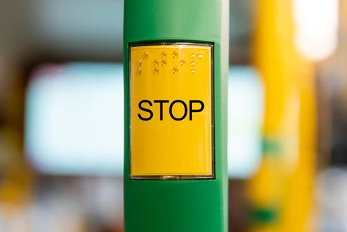 Stop button on a bus Stop button on a bus