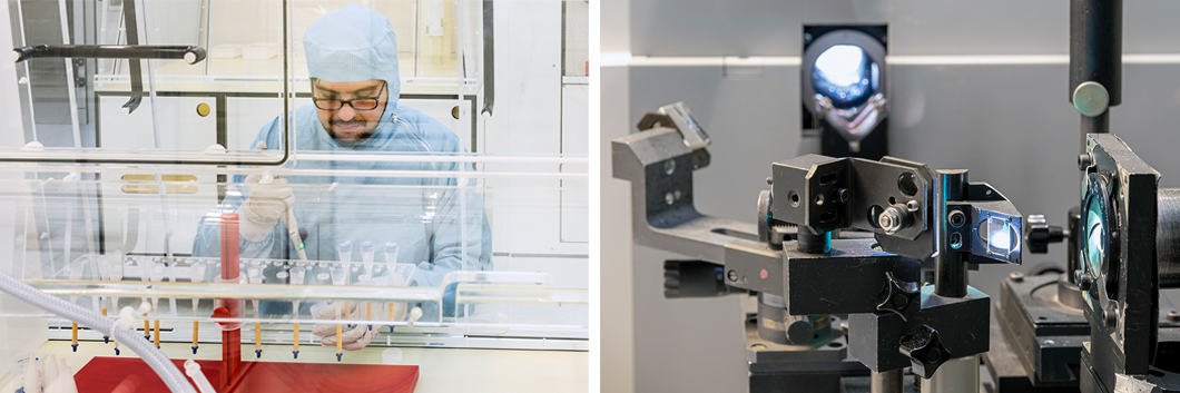 Carlos Abad Andrade at the laboratory and spectrometer Carlos Abad Andrade at the laboratory and spectrometer