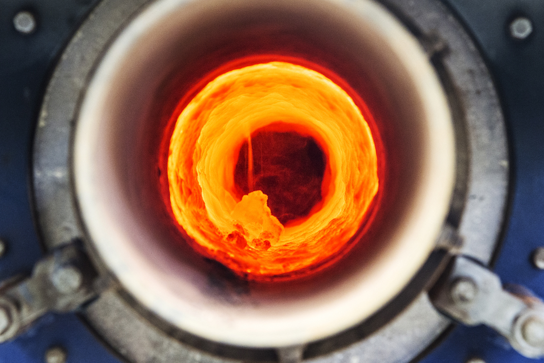 Inside a rotary kiln