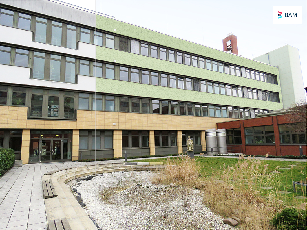 Vision einer Fassade mit Algenbewuchs Vision einer Fassade mit Algenbewuchs