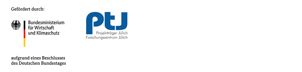 Logos von BMWi und PTJ Logos von BMWi und Projektträger Jülich