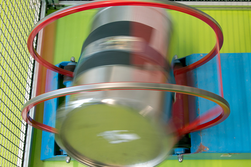 Exercise wheel mixer with 30 l stainless steel barrel