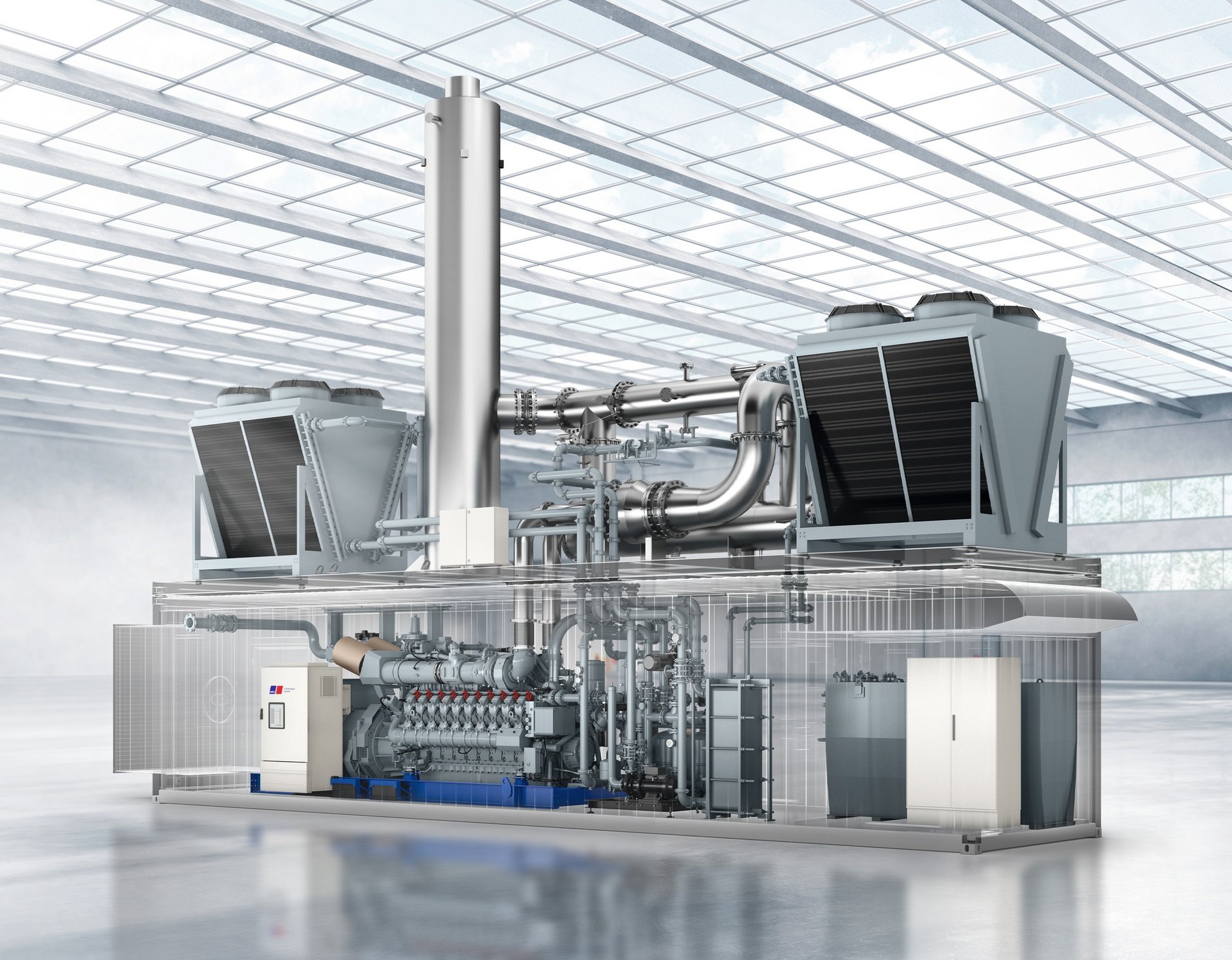 The aim of the project PHOENIX is a concept for a new generation of climate-neutral hydrogen engines for industrial use Foto Container