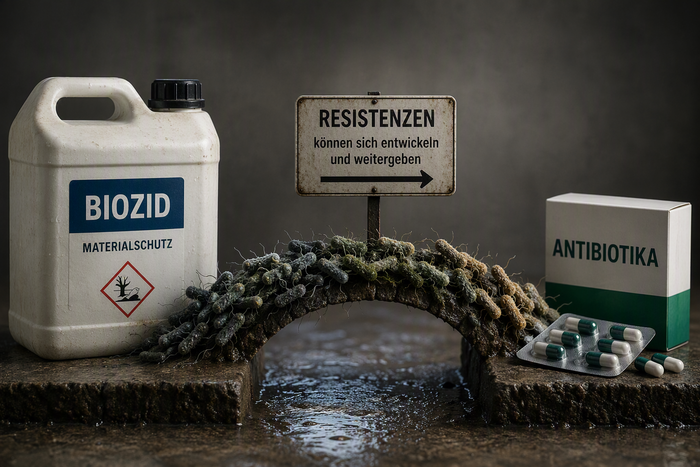 Resistenzen von Mikroorganismen gegen Biozide können ihre Empfindlichkeit und Anpassungsfähigkeit gegen Antibiotika verändern.